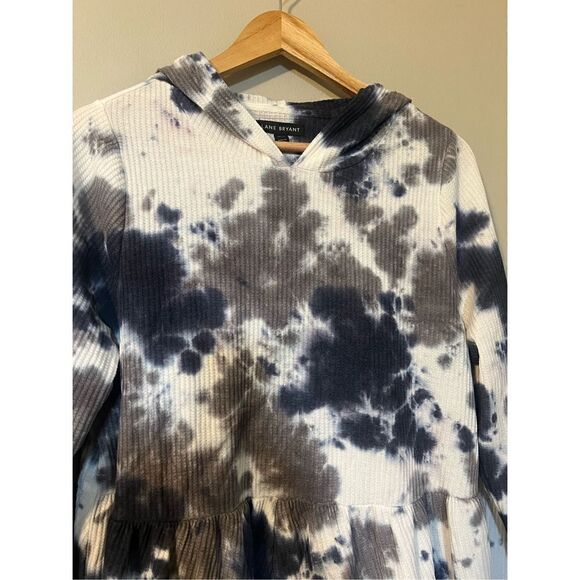 Lane Bryant Women’s Size 14/16 Waffle Knit Peplum Hoodie Black White Tie Dye NWT - Picture 4 of 10